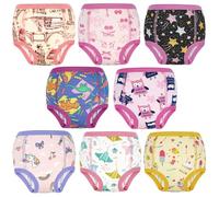 FLYISH DIRECT Girls Potty Training Pants 8 Packs, 100% Cotton Training Pants for Girls and Boys, Reusable Training Pants for Toddler, Absorbent Potty Training Underwear, Pink Mood, 5 Years