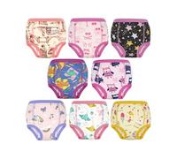FLYISH DIRECT Girls Potty Training Pants 8 Packs, 100% Cotton Training Pants for Girls and Boys, Reusable Training Pants for Toddler, Absorbent Potty Training Underwear, Pink Mood, 8 Years