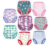 FLYISH DIRECT Girls Potty Training Pants Cotton, Reusable Potty Training Underwear for Toddlers, 8 Pairs, 5 Years, Purple Mermaid