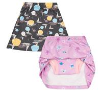 FLYISH DIRECT Girls Potty Training Pants, Toddler Girls Skirt with Built-in Absorbent Potty Training Underwear, Cotton Girls Training Pants in Skirt Style, 2 Packs, Sailboat & Animals, 3 Years