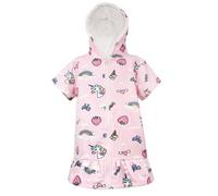 FLYISH DIRECT Kids Hooded Towel Robe, 100% Cotton, Zip-Up Thick Beach Poncho with Ruffled Hem, Super Absorbent Short Sleeve Unicorn Bathrobe for Girls, L