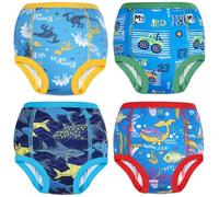 FLYISH DIRECT Potty Training Pant, 100% Cotton Reusable Potty Training Underwear for Toddlers, 4 Packs of Absorbent Reusable Training Pants for Boys and Girls, 3 Years, Blue Land