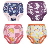 FLYISH DIRECT Potty Training Pant, 100% Cotton Reusable Potty Training Underwear for Toddlers, 4 Packs of Absorbent Reusable Training Pants for Girls and Boys, 6 Years, Coral Pink