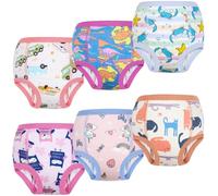 FLYISH DIRECT Potty Training Pants, 100% Cotton, Absorbent Potty Trainer Pants for Toddlers, Reusable Toilet Training Underwear for Girls, 6 Packs, 8 Years, Pink Animals