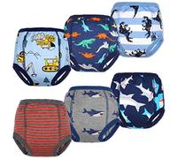 FLYISH DIRECT Potty Training Pants, 100% Cotton, Reusable Potty Training Underwear for Toddler Boys, 6 Packs, 4 Years, Blue Shark