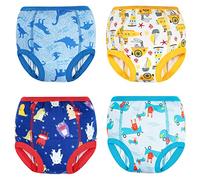 FLYISH DIRECT Potty Training Pants, 4 Packs of Training Pants for Boys, 100% Organic Cotton, Reusable Potty Underwear for Babies and Toddlers, 2 Years, Blue