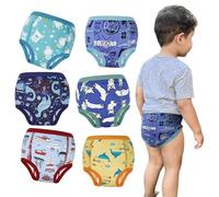 FLYISH DIRECT Potty Training Pants Boys 100% Cotton, 6 Packs Reusable Training Pants for Toddlers, Absorbent Potty Training Underwear for Boys and Girls, 8 Years, Mix Green
