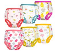 FLYISH DIRECT Potty Training Pants Breathable, Soft Cotton Girls Training Pants for Toddler, Absorbent Baby Training Underwear Girls and Boys, Hollow Out, 6 Packs, Pink, 2 Years