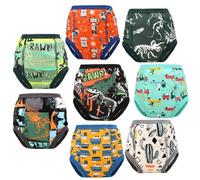 FLYISH DIRECT Potty Training Pants, Cotton Potty Training Underwear, Toddler Toilet Training Pants, Reusable Training Pants Boys, 8 Packs, Green Dinosaur, 9 Years