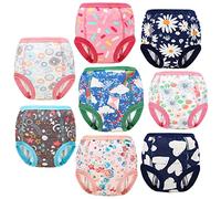 FLYISH DIRECT Potty Training Pants for Girls, 100% Cotton Potty Trainer Pants for Toddlers, Reusable Toilet Training Underwear, 8 Packs, Pink Flowers, 8 Years