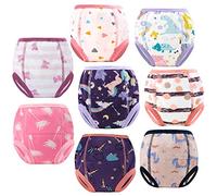 FLYISH DIRECT Potty Training Pants for Girls, 100% Cotton Reusable Training Underwear, Purple Unicorn, 8 Years