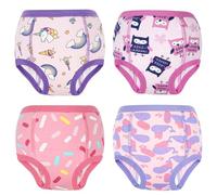 FLYISH DIRECT Potty Training Pants for Girls and Boys, 4-Pack Reusable Training Underwear for Toddler, 100% Cotton, 6-Layer Absorbent Baby Potty Pants, Unicorn & Whales, 4 Years