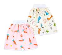 FLYISH DIRECT Potty Training Pants Skirts, Stretchy Potty Training Skirts, Leak-proof Diaper Skirts, Cotton Reusable Potty Training Pants Girls and Boys 2 Packs 4-8 Years, Carrot and Animal