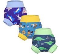 FLYISH DIRECT Reusable Swim Nappies, Baby Swimming Nappies for Boys and Girls, 3 Packs Reusable Swim Nappy 1-2 Years, Green