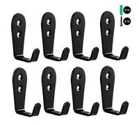 Flyisland Rustic Wall Hooks 5 Packs, Vintage Wire Hooks Robe Hooks Wall Mounted Double Coat Hanger for The Entryway, Bathroom, Bedroom, Kitchen, Mudroom, Garage (Black L Coat Hook x 8)