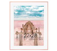 FLYJOE 22x28 Metal Picture Frame For Wall With Mat For 18x24, 22''x28'' Aluminum Photo Frames With Tempered Glass, Minimalist Modern Poster Frame Horizontal And Vertical Formats, Rose Gold