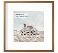 FLYJOE 30x30cm Metal Square Picture Frame For Wall With Mat For 20x20, 30x30 Aluminum Photo Frames with HD Plexiglass For Home Decor, Minimalist Modern Poster Frame Home Wall Decor, Bronze