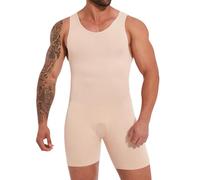 FlyJumper Mens Full Body Shaper Tummy Control Shapewear Fajas Para Hombres, Boxer-beige, X-Large
