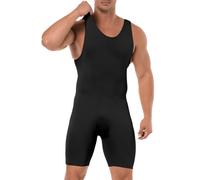 FlyJumper Mens Full Body Shaper Underwear Sleeveless Slimming Compression Shapewear Tummy Control Bodysuit Fajas para Hombres, Boxer-black, X-Large