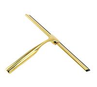 Flylin 10 Inch Stainless Steel Shower Squeegee, All-Purpose Household Window Mirror Squeegee with Hook, Scraping Tools for Bathroom/Car Glass/Tile Wall/Glass Door (Gold)