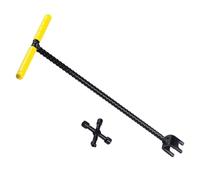 Flylin 16in Water Meter Key Kit, Steel T Handle Curb Key and 4-Way Triangle Square Utilities Key, Multifunction Water Shut Off Wrench for Curb Main Water Shutoff/Valve/Faucets (Yellow)