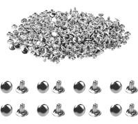 Flylin 200 Sets Leather Rivets, 8mm Double Cap Studs Silver | Tubular Metal Rivets for DIY Leather Craft, Hats Purse Shoes Bag Repair Decoration
