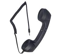 Flylin 3.5mm Jack Wire Cell Phone Receiver, Handheld Old Telephone Headset with Answer Button/Volume Keys, Retro Phone Handset for Mobile Phones/Cellphone/Smartphone (Black)