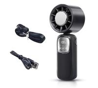 Flylin Handheld Mini Turbo Fan, Small Foldable High-Speed Rechargeable USB Personal Fan with Digital Display Adjustable Speed(1-100) Cool Wind for Travel/Commute/Outdoor/Women/Men (Black)