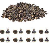Flylin Leather Rivets 200 Sets, 8mm Double Cap Studs DIY Craft (Bronze) | Tubular Metal Rivets for Repairs Decoration, Round Rapid Rivets Punk Spike for Hats Purse Shoes Bag