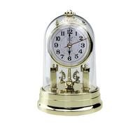 Flylin Mantel Clock, European Style Antique Silent Table Clock with Battery Powered, Retro Round Carriage Table Clock for Living Room Bedroom Office Home Indoor Decor(Gold)