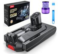 FLYLINKTECH V12 Battery Replacement for Dyson V12 Detect Slim SV20, V12 Absolute, Fluffy, Motorbar & V12s Submarine, 6000mAh High Capacity Battery with BMS Protection, Filter & Brush Included
