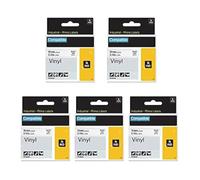 FlyLong Rhino 5200 4200 Label Tape Replacement for DYMO 18445 Vinyl 3/4" Industrial Permanent Tapes for DYMO Rhino 5200 5000 6000 Industrial Label Maker, Black on White, 19mm x 5.5m, 5pack