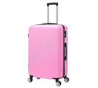FLYMAX 24" Medium Suitcase Super Lightweight 4 Wheel Spinner Hard Shell ABS Luggage Hold Check in Travel Case Pink
