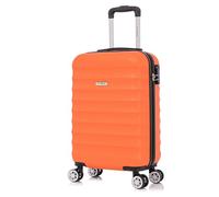 FLYMAX 55x35x20 4 Wheel Super Lightweight Cabin Luggage Suitcase Hand Carry on Case Flight Travel Bags Approved On Board Fits Easyjet Ryanair Jet 2 2.5kg Orange 35L