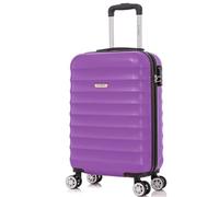FLYMAX 55x35x20 4 Wheel Super Lightweight Cabin Luggage Suitcase Hand Carry on Case Flight Travel Bags Approved On Board Fits Easyjet Ryanair Jet 2 2.5kg Purple 35L