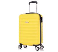 FLYMAX 55x35x20 4 Wheel Super Lightweight Cabin Luggage Suitcase Hand Carry on Case Flight Travel Bags Approved On Board Fits Easyjet Ryanair Jet 2 35L 2.5kg Yellow