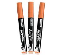 FLYMAX Orange Marker Paint Pens 2.5mm- Permanent Marker Pens Orange Acrylic Paint Water-Based Medium Tip Waterproof Quick-Drying (3 in 1Pack)