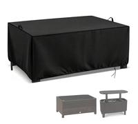 Flymer Coffee Table Cover 86 x 56 x 56 cm, Waterproof Dustproof Small Garden Table Cover Rectangular, 420D Heavy Duty Patio Furniture Covers for Rattan Side Tables, Bistro Tables, Black