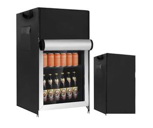 Flymer Drinks Fridge Cover, Waterproof Windproof Beer Fridge Cover for Idel EUHOMY 90L, 420D Heavy Duty Mini Fridges Covers with Storage Bags for Outdoor Indoor, 46 x 49 x 80 cm, Black