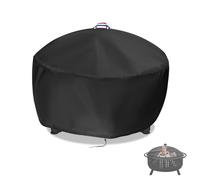 Flymer Fire Pit Cover Round, 500D Heavy Duty Waterproof Windproof Outdoor Firepit Cover, Garden Fire Pit Covers for Fire BBQ, Fire Table, 71 x 56cm, Black