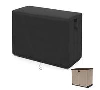 Flymer Garden Storage Box Cover 132 x 76 x 112 cm, 500D Heavy Duty Storage Shed Cover for Keter Store It Out Midi, Waterproof Windproof Outdoor Deck Box Covers with Air Vents, Black