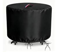 Flymer Garden Table Cover Round, Waterproof Windproof 500D Heavy Duty Outdoor Coffee Table Cover with Handle, Patio Bistro Set Covers for Bar Tables, 82 x 71 cm, Black