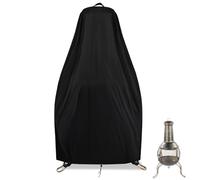 Flymer Large Chiminea Cover Waterproof, 500D Heavy Duty Chimenea Cover with Handle, Windproof UV-Resistant Garden Patio chiminea Covers, 53/20 × 136 cm, Black
