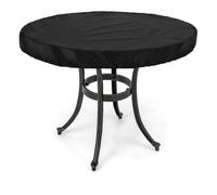 Flymer Round Garden Table Top Cover, 122D x 11H cm 500D Heavy Duty Waterproof Outdoor Table Cover, Patio Furniture Covers for Dining Tables, Coffee Tables, Wooden Furniture, Black