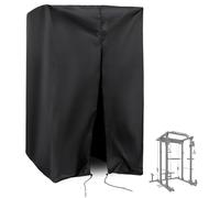 Flymer Squat Rack Cover, Waterproof Windproof Power Rack Cover with Zipper and Drawstring, 420D Heavy Duty Smith Machine Covers for Home Gym, Outdoor, 92 x 82 x 150 cm, Black