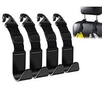 Flymic Adjustable Car Seat Headrest Hook, Universal Storage Headrest Hanger, Holder Hooks, Organizer for Vehicle, Strong and Durable Backseat Hanger Interior Accessories for Handbag Purse Coat 4 Pack