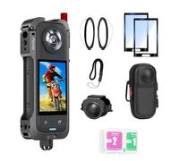 Flymile Insta 360 X5 Utility Cage/Carrying Case (Frame + Lens Cap) Lens Guard/2 Pack Screen Protector Accessories Kit, Tempered Film Glass Metal Cover Portable Bag for Insta360 X5 Protective Bundle