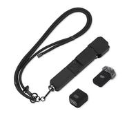 Flymile Pocket 3 Silicone Cover & Neck Lanyard, Protective Sleeve Case Lens Protector Scratch-Resistant Adjustable Easy Carry Crossbody Strap for DJI OSMO Pocket 3 Creator Combo Accessories(Black)