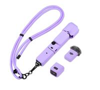 Flymile Pocket 3 Silicone Cover & Neck Lanyard, Protective Sleeve Case Lens Protector Scratch-Resistant Adjustable Easy Carry Crossbody Strap for DJI OSMO Pocket 3 Creator Combo Accessories(Purple)