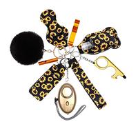 Flymind Safe Keychain Set for Girls with Personal Safety Alarm, Hand Sanitizer Holder, Whistle and Pom